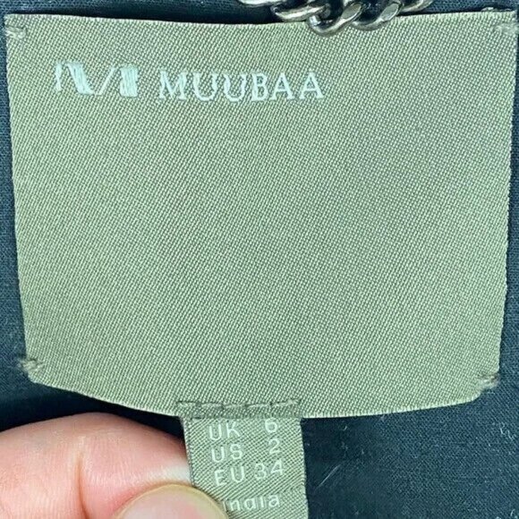 Muubaa 100% Lamb Leather Jacket Black Biker Moto Naiden Size 2 Style M0275‎ Coat - Picture 3 of 13